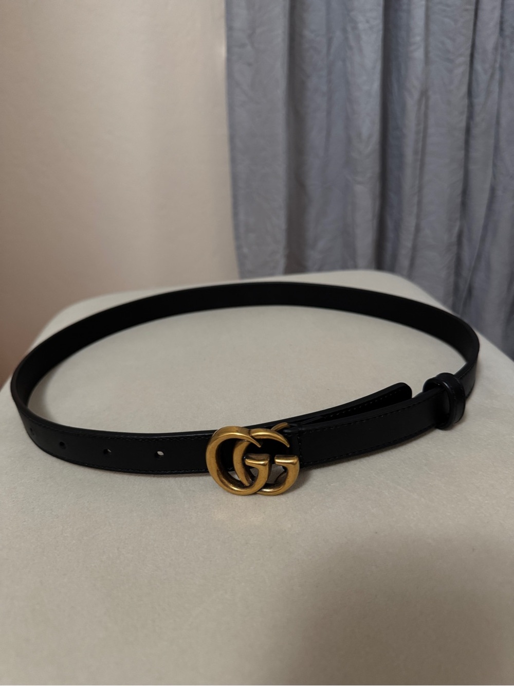 Gucci Black Leather Belt with Gold Interlocking GG
